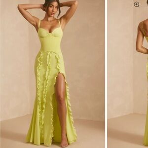 Oh Polly Corset Frill Skirt Maxi Dress